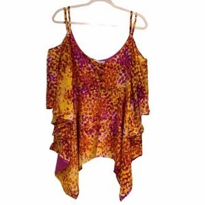 Platinum Design Collection Layered Cold Shoulder Asymmetrical  Swing Top Size 18